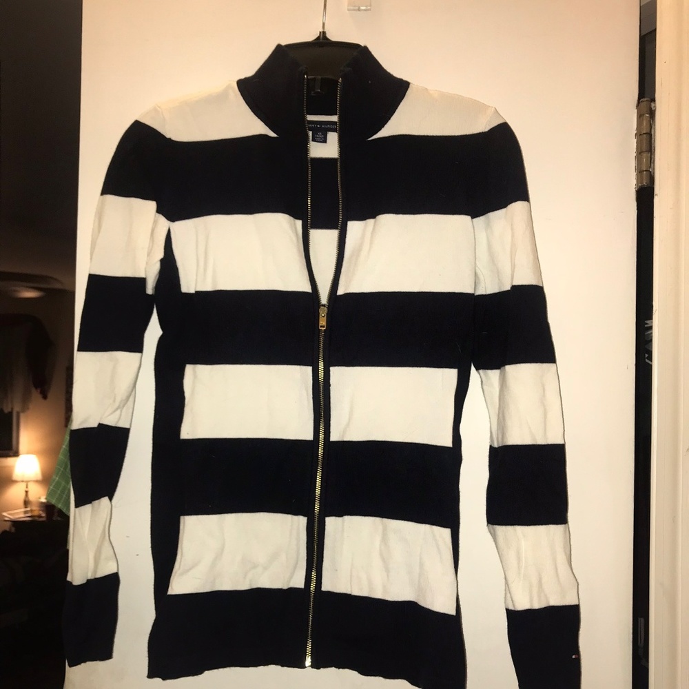 Striped zip up Sweater
